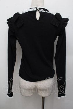 画像3: NOEMIE / デコルテチュールショルダーリボンカットソー  黒 S-25-12-30-022-LO-TO-AS-ZS