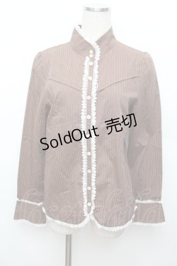 画像1: BETTY'S BLUE / ストライプブラウス  ブラウン S-25-12-30-025-LO-TO-AS-ZS