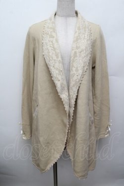 画像1: axes femme / レースデザインロングカーディガン  ベージュ S-25-12-30-029-AX-BL-HR-ZS