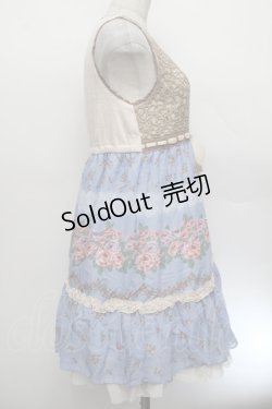 画像2: axes femme / カギ針ニット使いパネル柄ワンピース  ブルー S-26-01-04-031-AX-OP-HR-ZS