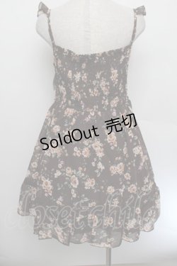 画像3: axes femme / ブーケ花柄タック編み上げワンピース  ブラウン S-26-01-04-034-AX-OP-HR-ZS