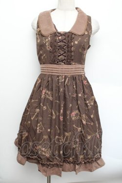 画像1: axes femme / 鍵柄ワンピース  茶 S-26-01-04-036-AX-OP-HR-ZS