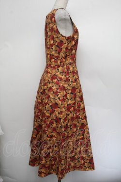 画像2: an another angelus / フォールリーフ柄Vネックワンピース F ブラウン×イエロー S-26-01-04-038-CA-OP-TK-ZS