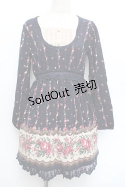 画像1: axes femme / ローズパネル柄カットチュニ  紺 S-26-01-04-043-AX-OP-HR-ZS