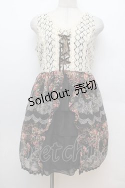 画像1: axes femme / 花柄ニット切替チュニック  黒 S-26-01-04-050-AX-OP-HR-ZS