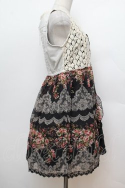 画像2: axes femme / 花柄ニット切替チュニック  黒 S-26-01-04-050-AX-OP-HR-ZS