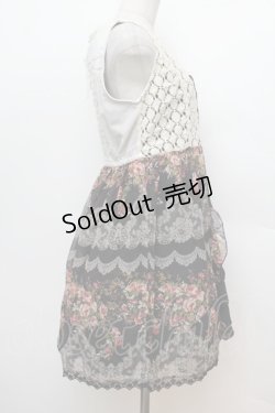 画像2: axes femme / 花柄ニット切替チュニック  黒 S-26-01-04-050-AX-OP-HR-ZS