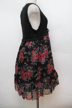 画像2: axes femme / レースX花柄スリットチュニ  黒 S-26-01-04-051-AX-OP-HR-ZS