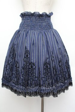 画像3: axes femme / レジメンタルハイウエストスカート  紺 S-26-01-04-061-AX-SK-HR-ZS