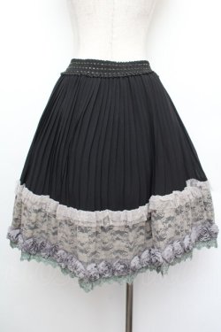 画像3: axes femme / 裾お花ミドル丈スカート  黒 S-26-01-04-062-AX-SK-HR-ZS