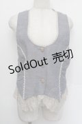axes femme / 裾レースベスト  ブルー S-26-01-04-010-AX-BL-HR-ZS