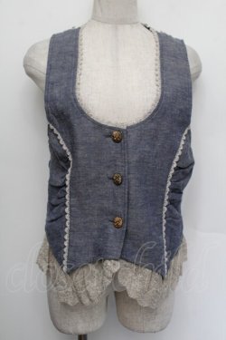 画像1: axes femme / 裾レースベスト  ブルー S-26-01-04-010-AX-BL-HR-ZS