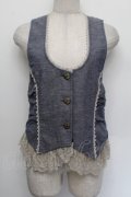 axes femme / 裾レースベスト  ブルー S-26-01-04-011-AX-BL-HR-ZS
