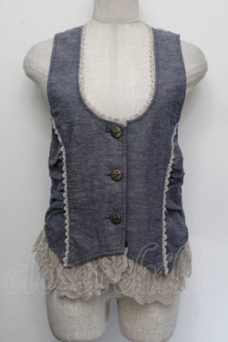 画像1: axes femme / 裾レースベスト  ブルー S-26-01-04-011-AX-BL-HR-ZS