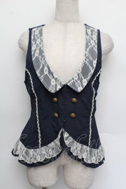 画像1: axes femme / チェーン使いクラシカルベスト  紺 S-26-01-04-013-AX-TO-HR-ZS