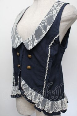 画像3: axes femme / チェーン使いクラシカルベスト  紺 S-26-01-04-013-AX-TO-HR-ZS