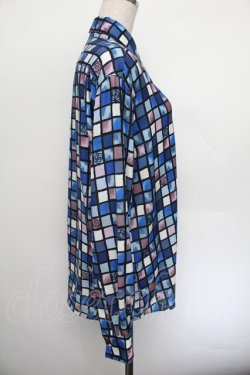 画像2: AXES-X / ローズステンドグラス柄シャツ M 青 S-26-01-04-014-LO-TO-TK-ZS