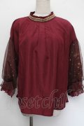 axes femme / ミュシャ チュール袖ブラウス M ワイン S-26-01-04-015-AX-BL-TK-ZS