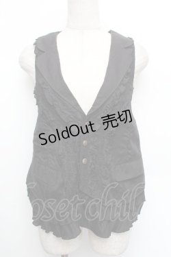 画像1: axes femme / フリルレースベスト  黒 S-26-01-04-016-AX-BL-HR-ZS