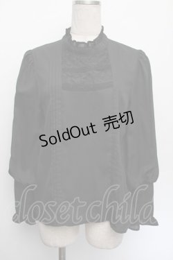 画像1: axes femme NOSTALGIE / 胸元レース切替ピンタックブラウス F 黒 S-26-01-04-018-AX-BL-TK-ZS