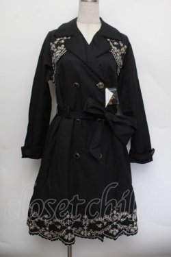 画像1: axes femme / 刺繍入りトレンチコート  黒 S-26-01-04-020-AX-CO-HR-ZS