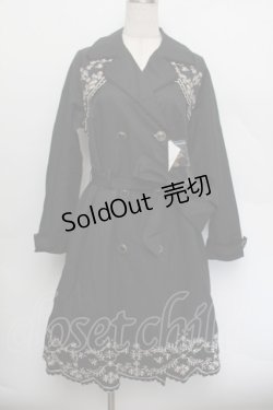 画像1: axes femme / 刺繍入りトレンチコート  黒 S-26-01-04-020-AX-CO-HR-ZS