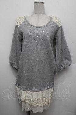 画像1: axes femme / ラインストーンチュニック  グレーｘキナリ S-26-01-04-003-AX-OP-HR-ZS