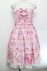 画像1: Angelic Pretty / Happy Cakesシャーリングジャンパースカート  ピンク S-26-01-04-026-AP-OP-AS-ZS (1)