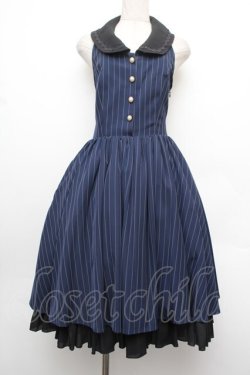 画像1: ATELIER PIERROT / ストライプベストワンピース  紺 S-26-01-08-039-EL-OP-AS-ZS