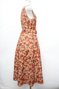 画像2: an another angelus / フォールリーフ柄Vネックワンピース F ブラウン×イエロー S-26-01-08-041-CA-OP-TK-ZS