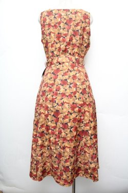 画像3: an another angelus / フォールリーフ柄Vネックワンピース F ブラウン×イエロー S-26-01-08-041-CA-OP-TK-ZS