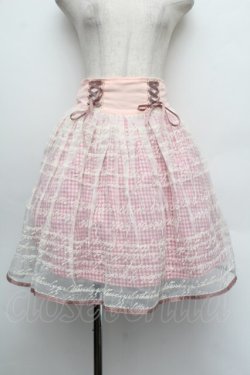 画像1: axes femme POETIQUE / メッセージ刺繍スカート  ピンク S-26-01-08-055-AX-SK-AS-ZS