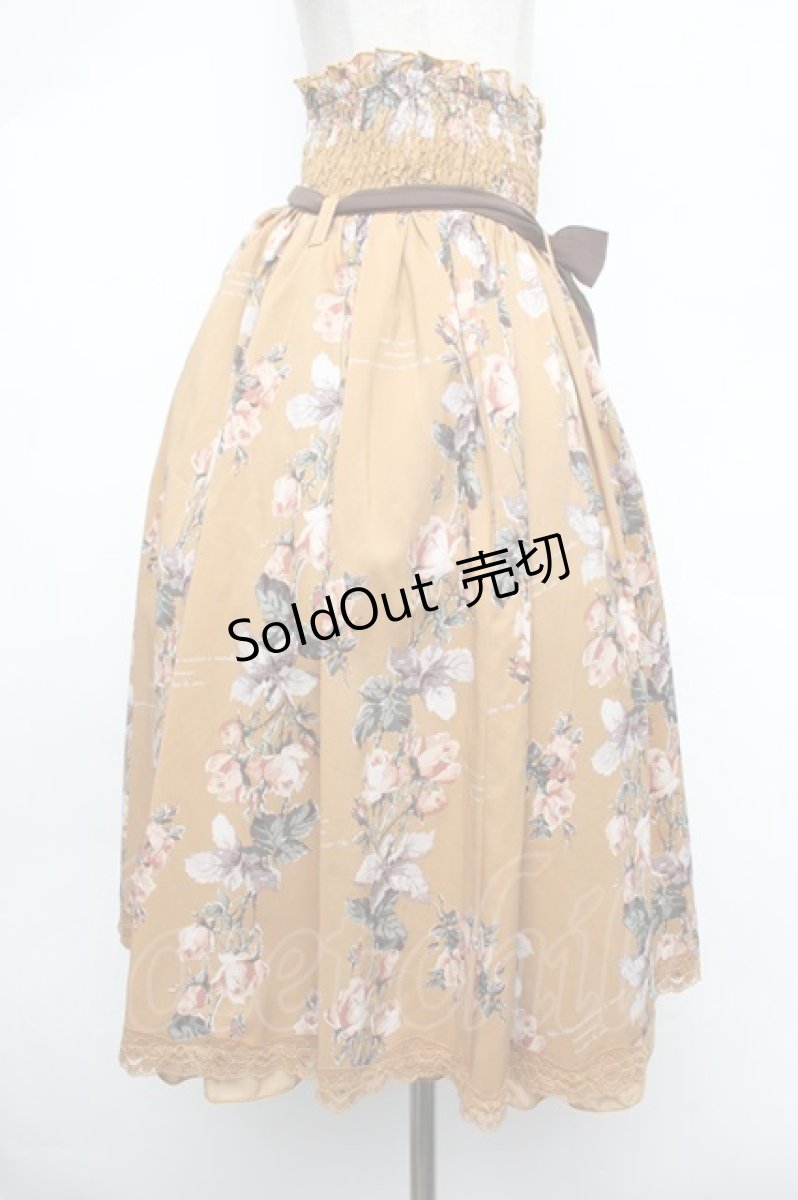 画像2: axes femme / 花柄ミディ丈スカート  カラシ S-26-01-08-057-AX-SK-HR-ZS (2)
