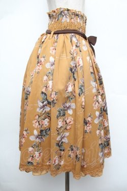 画像2: axes femme / 花柄ミディ丈スカート  カラシ S-26-01-08-057-AX-SK-HR-ZS