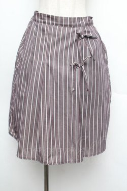 画像1: axes femme POETIQUE / ストライプリボンスカート  ワイン S-26-01-08-058-AX-SK-AS-ZS