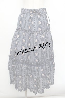 画像1: axes femme / 花柄ロングスカート  紺 S-26-01-08-063-AX-SK-HR-ZS