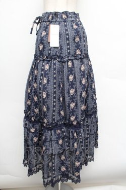 画像2: axes femme / 花柄ロングスカート  紺 S-26-01-08-063-AX-SK-HR-ZS