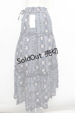 画像2: axes femme / 花柄ロングスカート  紺 S-26-01-08-063-AX-SK-HR-ZS