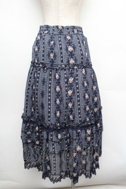 画像3: axes femme / 花柄ロングスカート  紺 S-26-01-08-063-AX-SK-HR-ZS