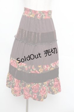 画像1: axes femme / ベロア切替シフォンスカート  ブラウン S-26-01-08-065-AX-SK-HR-ZS