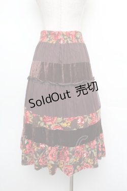 画像3: axes femme / ベロア切替シフォンスカート  ブラウン S-26-01-08-065-AX-SK-HR-ZS