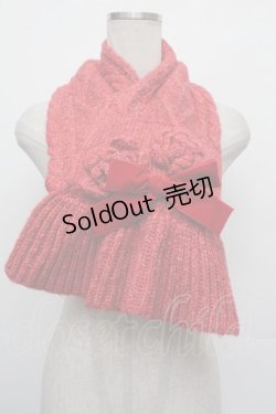 画像1: PINK HOUSE / ニットモチーフマフラー  赤 S-26-01-08-010-LO-ZA-HR-ZS
