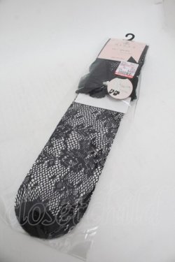 画像1: m petit by misako / NINA'Sコラボ花レース柄オーバーニーソックス  中黒 S-26-01-08-002-LO-AC-TK-ZS