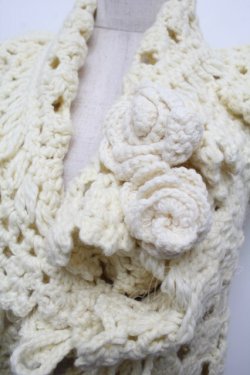 画像2: PINK HOUSE / ローズモチーフブローチ付きハンドニットベスト  アイボリー S-26-01-08-016-LO-TO-HR-ZS