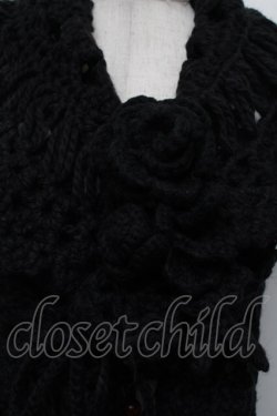 画像2: PINK HOUSE / ローズモチーフブローチ付きハンドニットベスト  黒 S-26-01-08-017-LO-TO-HR-ZS