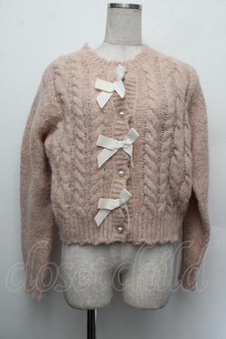 画像1: melume / 3連リボンカーディガン  ピンク S-26-01-08-019-LO-TO-AS-ZS