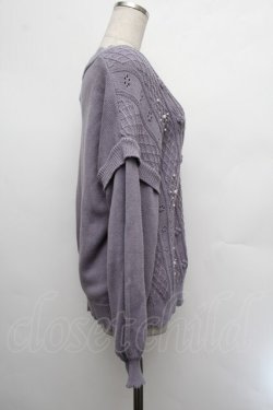 画像2: axes femme / フラワーニットカーディガン  ラベンダー S-26-01-08-021-AX-TO-AS-ZS