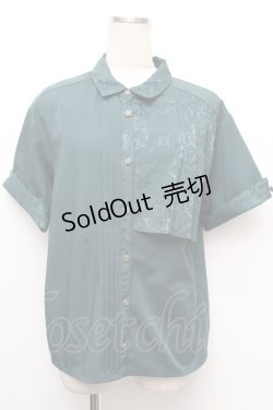 画像1: axes femme / ジャカード切替シャツ F グリーン S-26-01-08-022-AX-BL-TK-ZS