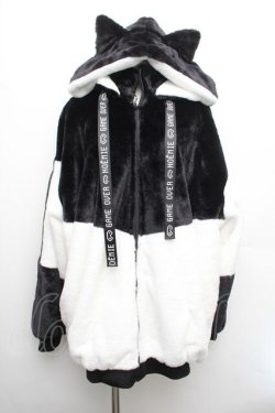 画像1: NOEMIE / ねこ耳ユニセックスファーブルゾン  黒ｘ白 S-26-01-08-032-LO-CO-HR-ZS