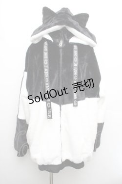 画像1: NOEMIE / ねこ耳ユニセックスファーブルゾン  黒ｘ白 S-26-01-08-032-LO-CO-HR-ZS